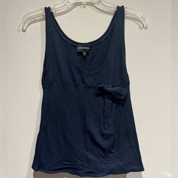 Emporio Armani navy blue tank with bow accent size 4 - Picture 1 of 4
